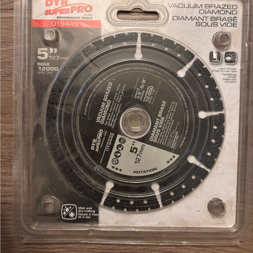 New DYR Super Pro 5" Vacuum Brazed Diamond Blade, Multi-Purpose Cutting Disc